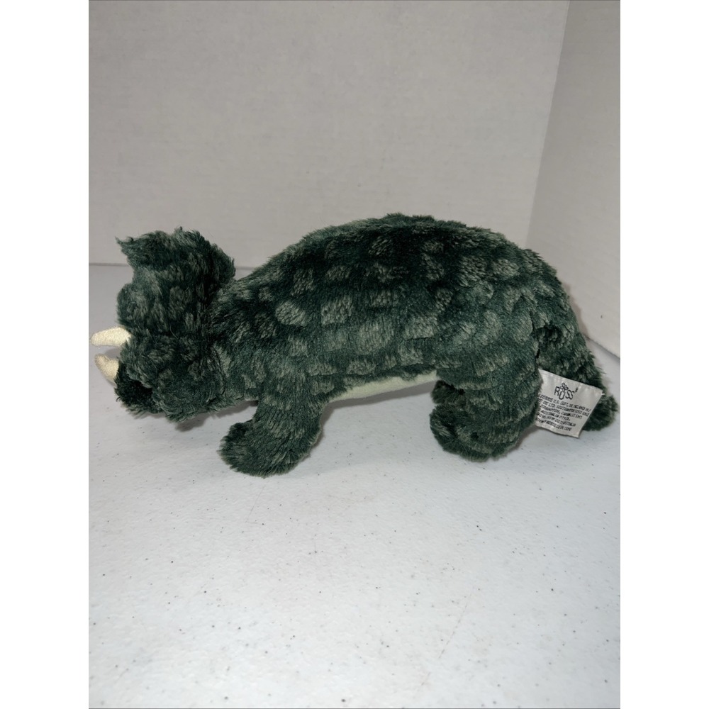 Russ Berrie Green Triceratops Dinosaur Stuffed Animal Toy Plush 10"
